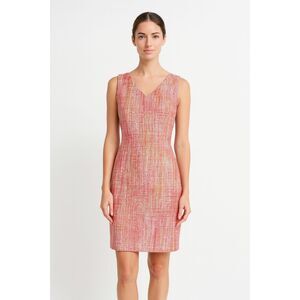 Tweed Sleeveless Dress Talbots Career Pink Multicolor 10P